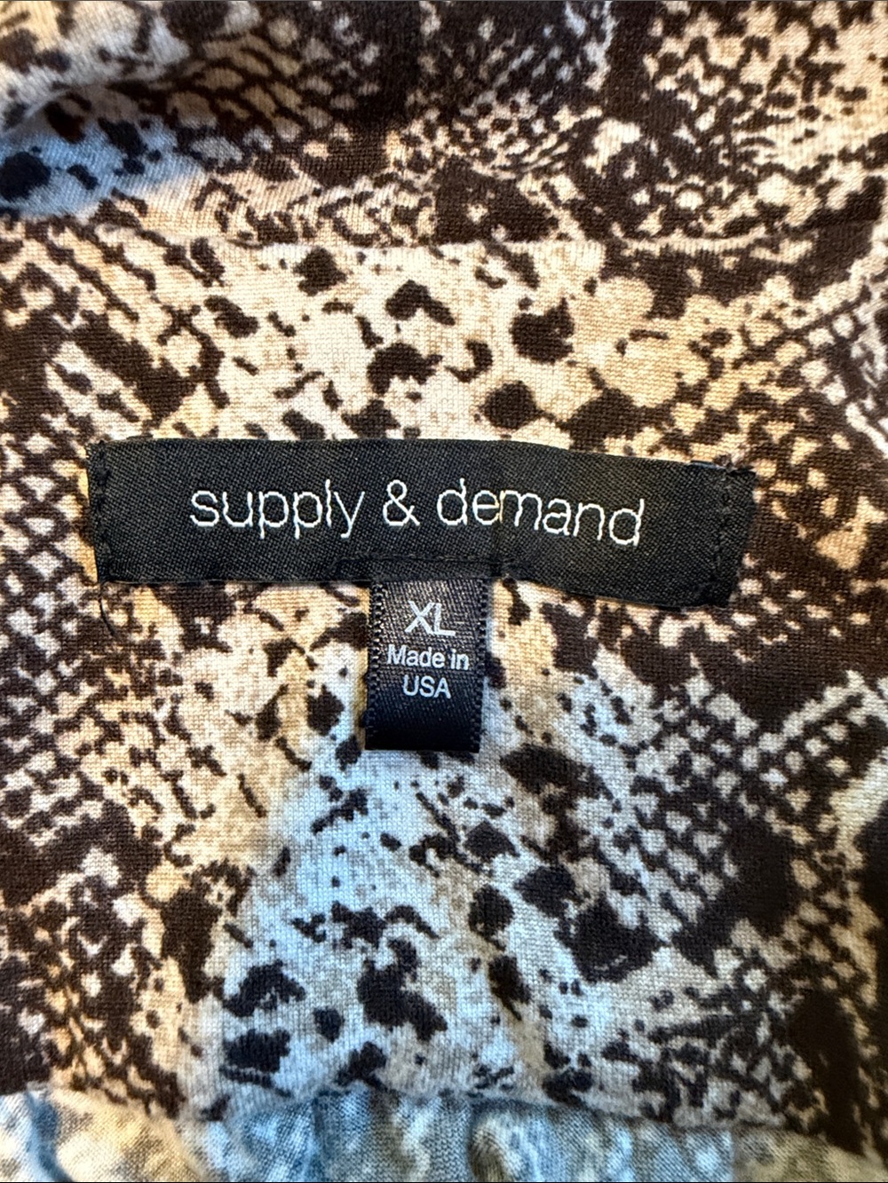 Women's Snake Print Cowl Neck Blouse - Black & Cream - Picture 2 of 2